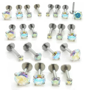 18G Flat Back Stud Earrings Nose Ring Rings 1/4" Rainbow 2-5mm Labret Cartilage - Picture 1 of 8