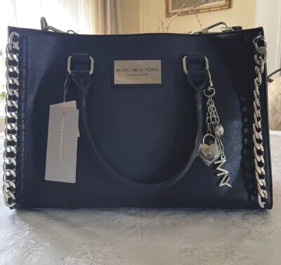 Andrew Marc Black Leather Bag - Image 1 of 4