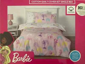 SINGLE BED Barbie Quilt Doona Duvet Cover Set Pink Dream House Bedding NEW - Picture 1 of 3