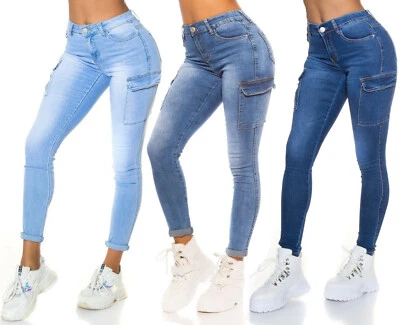 MISS RJ Jeans Ladies High Waist Skinny Jeans Trousers Cargo Jeans Milax-Fashion