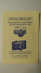 RARE LEICA LEITZ FRANCHISED DEALER STORE PHOTOGRAPHIC PRICE LIST MARCH 1ST 1973 - Picture 1 of 2