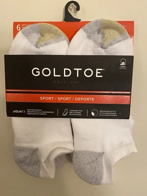 Paquete de 6 calcetines blancos de corte bajo con punta dorada para hombre que absorben la humedad NUEVO Foto 1 de 3