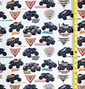 MONSTER TRUCKS FABRIC ( HALF YARD OR 1 YARD) - Picture 1 of 4