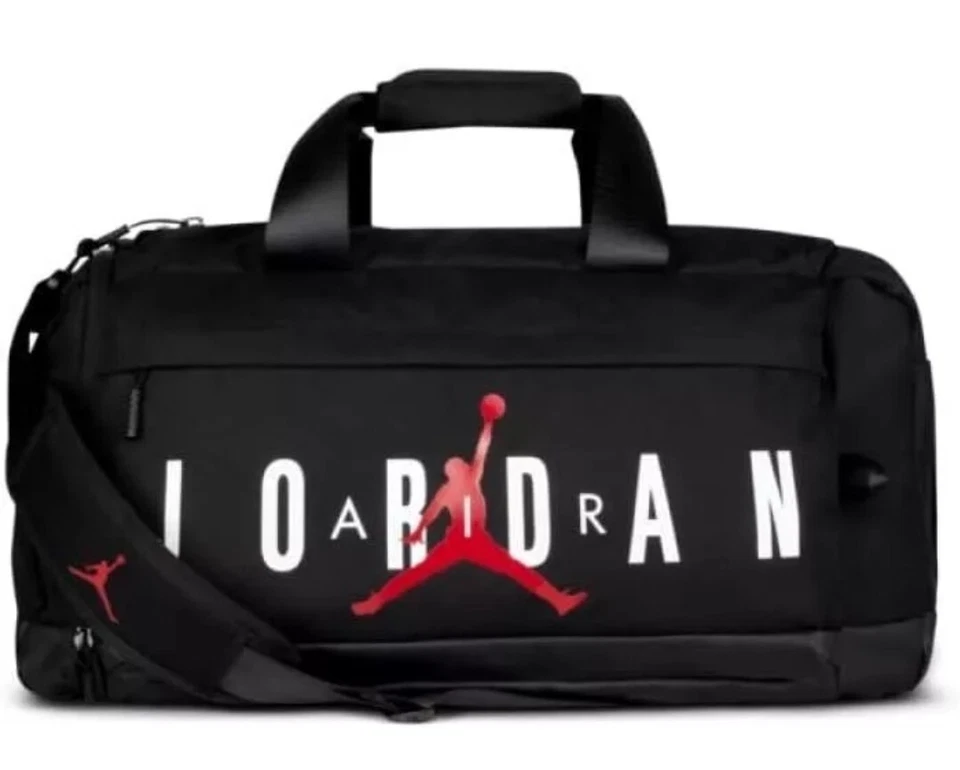 NIKE JORDAN SMALL BLACK RED GYM SPORT Duffel SM0168-023 BAG SHOE POCKET