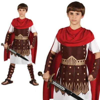 Niño Centurión Romano Gladiador Ejército Soldado Niños Vestido Elegante Conjunto Edad 5-13 Foto 1 de 2