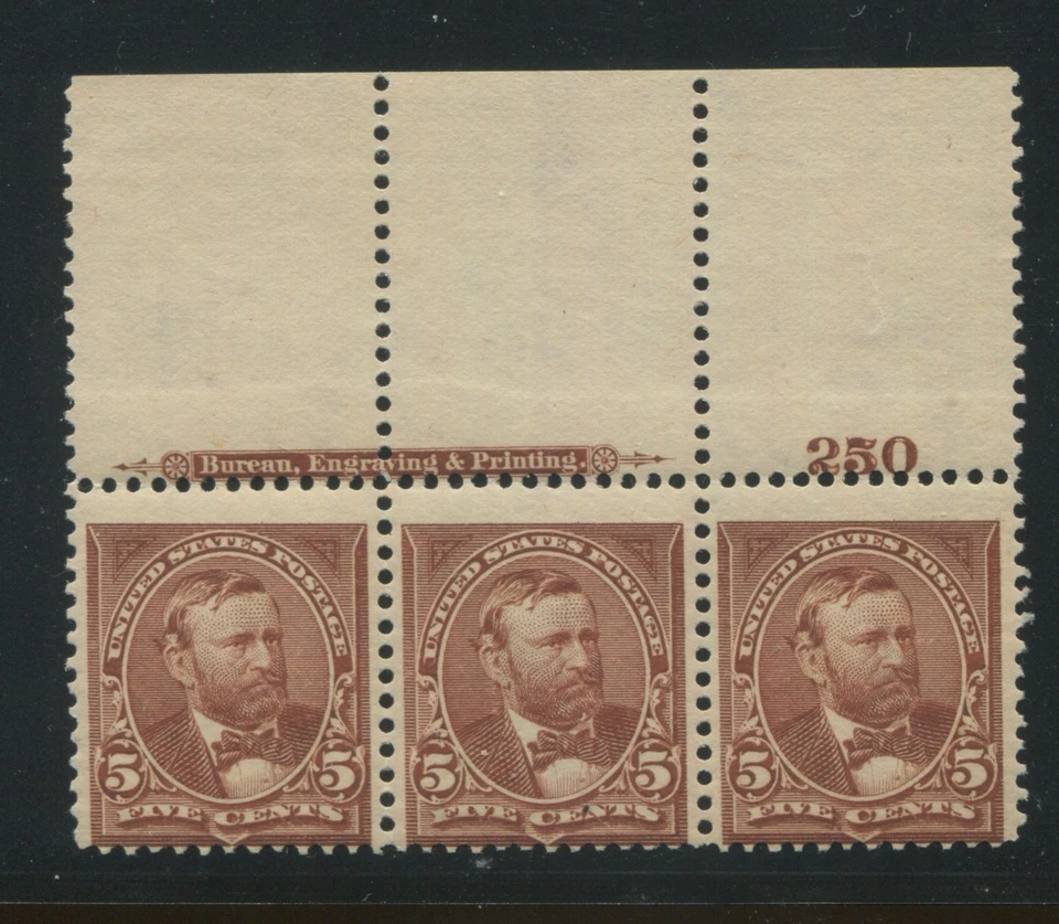 1895 US Stamp #270 5c Mint F/VF Imprint Plate # Strip of 3 Catalogue Value $200 - Image 1 of 1