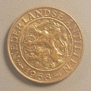 1968 Netherlands Antilles 1 Cent - Bronze - Regal Lion - Picture 1 of 2