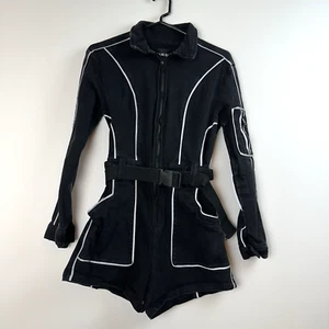 Mameluco I Am Gia Grande Negro Reflectante Cremallera Utilidad Trexler Edgy Streetwear - Imagen 1 de 11