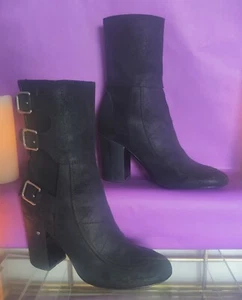 Laurence Dacade Merli Leather Buckle Ankle Heel Boots Women's Size 38 Black 😍 - Picture 1 of 10