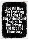 Metal Wall Sign - God Will Give You Anything - Black - Hope Saying Love