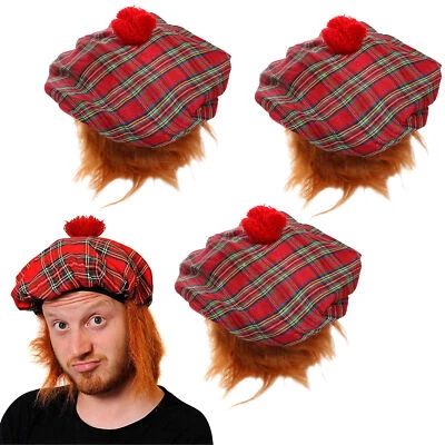 ILOVEFANCYDRESS TAM O SHANTER SET KOSTÜM HUT MIT PERÜCKE TARTAN SCHOTTISCH SCHOTTLAND BRENNUNGEN