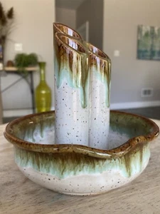Garnett STUDIO KUNSTKERAMIK Cluster VASE signiert Tropfglasur Speckle Bud Unikat - Bild 1 von 11