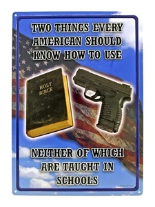 "Jeder Amerikaner sollte wissen, wie man benutzt" - Blechschild Größe 16,88" x 12,13" - Bild 1 von 2