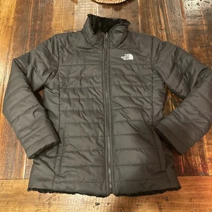 North Face girls youth reversible Mossbud black puffer jacket - size XL (18) - Picture 1 of 5