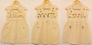 Vestido étnico blanco beige talla 110*116 100% algodón Perú bordado a mano flores animales - Imagen 1 de 4