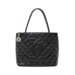 CHANEL Medallion tote hand Bag A01804 leather Black Used SHW - Picture 1 of 10