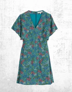 Ex Seasalt Women’s Short Sleeve Fit & Flare Tea Day Dress in Ocean Bloom Mist - Picture 1 of 8