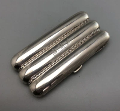 Estojo de charuto prata vitoriano E Wilmot Birmingham 1889 117g ABLZX - Imagem 1 de 4