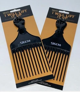 Afro Pick Beauty Supplies Hair Styling Vintage Afro Comb Detangling Black FistX2 - Picture 1 of 4