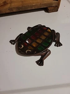 Sottopiatto vintage in ghisa rana supporto piano cottura in vetro colorato - Foto 1 di 5