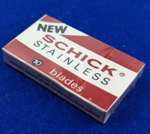 Paquete de 10 cuchillas de afeitar de acero inoxidable vintage sin usar en 1 paquete sellado Schick hechas en Holanda - Imagen 1 de 9