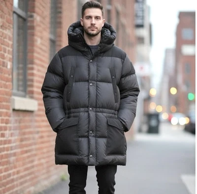 Chaqueta acolchada acolchada acolchada con capucha para hombre Burberry 8043845 LINDFORD NEGRA, talla grande Foto 1 de 4