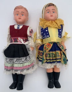 Rare! Vintage LIDOVA TVORBA Folk Art Dolls in Slovak National Costumes 12” Tall - Picture 1 of 14
