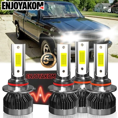 For Chevrolet C3500 1988-2000 Front LED Headlight Bulb Combo High Low Beam 4x - Image 1 of 4