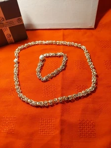 Byzantine Necklace and Bracelet Set Silver 18" & 7" - Picture 1 of 9