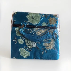 Damast Brokat Glücks-Täschchen Geldbörse Schlüssel-beutel Geschenk blau Satin  - Bild 1 von 5