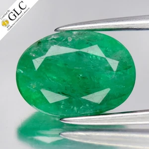 💎 GLC CERTIFIED 2.06ct Oval Natural Green Emerald - Zambia Gemstone - Picture 1 of 5