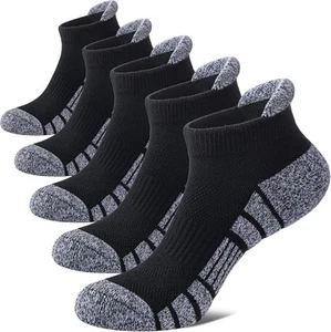 Women Ankle Socks Athletic Running Anti-blister Thick 6-9, 5 Pairs Black - Picture 1 of 7