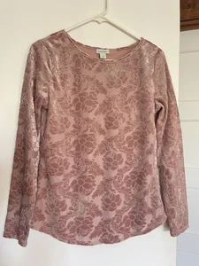 Sundance Burnout Velvet Floral Long Sleeve Blouse Top Small Pink Boho Romantic - Foto 1 di 9
