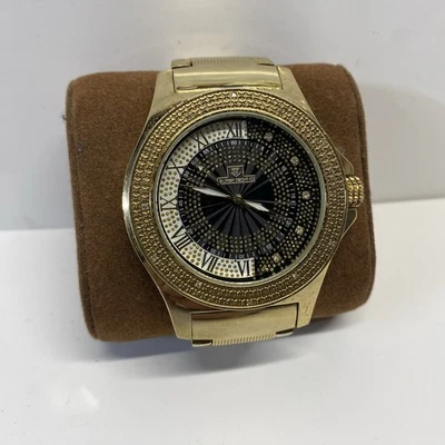 SUPER TECHNO I-5287 RELÓGIO DE QUARTZO ANALÓGICO MASCULINO GOLDTONE 50mm BATERIA NOVA - Imagem 1 de 4