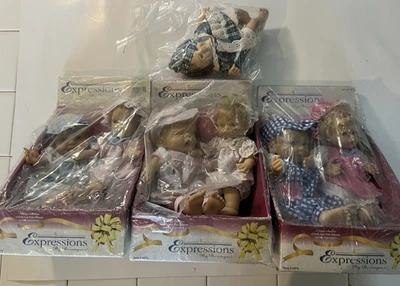 VINTAGE LOT of 3 JC Toys Expression Dolls By Berenguer 7 dolls NRFB Item #9875 - Image 1 of 4
