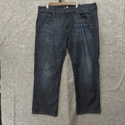 7 for All Mankind AUSTYN Jeans Mens 38 x 29 Blue Straight Leg Fade Whiskering - Image 1 of 4