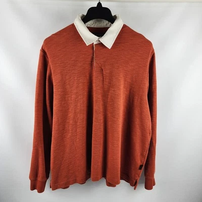 L.L. Bean Shirt Men XL Reg Orange VTG Signature Slim Fit Rugby L/S Elbow Patches - Image 1 of 4