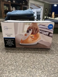 Brand New In Box Mainstays Lightweight Orange & White Steam Iron 1100W - Picture 1 of 16
