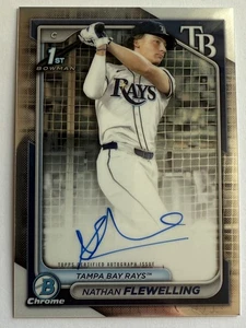 2024 Bowman Draft Chrome Nathan Flewelling Auto Non Refractor #CPA-NF 1st Rays - Picture 1 of 2