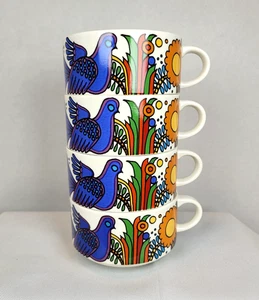 Vintage Villeroy & Boch 4 tazze da caffè/tè impilabili Acapulco Lussemburgo 2 1/8" - Foto 1 di 8