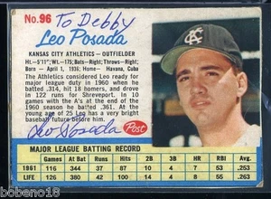 Leo Posada signed autographed Auto 1962 Post #96 - Picture 1 of 1