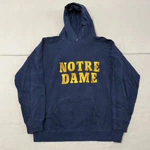 Vintage 80s Champion Notre Dame Logo Hoodie Sweatshirt Navy Blue Sz S - Picture 1 of 10