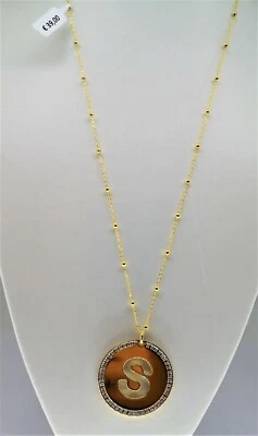 NUOVA COLLANA DONNA lettera S iniziale nome OTTONE DORATO CHARM ZIRCONI PUNTO G - Immagine 1 di 4
