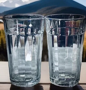 RARE TOTALLY TODAY Straight Paneled Round 10oz Drinking Clear Glass Set Of 2 - Picture 1 of 11