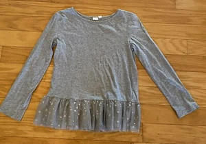 Gap Kids Gray Silver Star Tulle Top Shirt Girls Youth XL - Picture 1 of 8