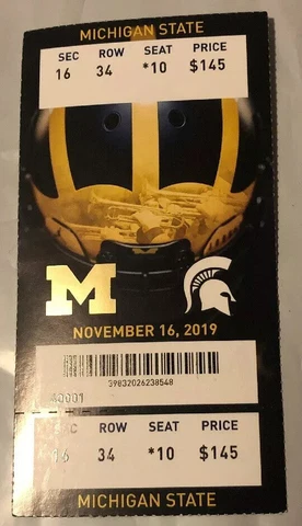 2019 Michigan Wolverines vs Michigan State Spartans Football Ticket Stub Nice Cover