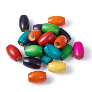 20pcs Colorful Oval Big Wood Beads Smooth 10mm Large Hole Loose Spacers 30x20mm - Picture 1 of 9