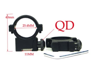Tactical 1" 25.4mm Low Profile QD Scope Ring Mount for 11mm Dovetail Rail New - Picture 1 of 5