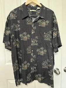 EUC Batik Bay Men's XXL Button Shirt Short Sleeve Hawaiian Tiki Hut Black - Picture 1 of 9