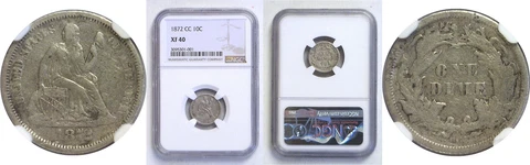 1872-CC Seated Liberty Dime NGC XF-40 Cover